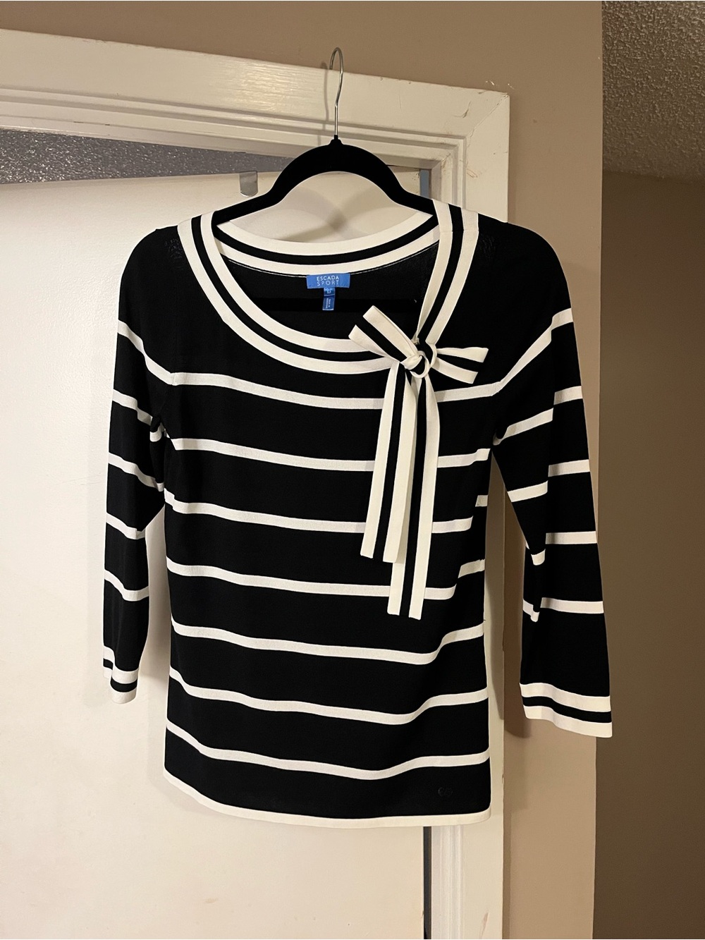 Escada Sport Striped Nautical Bow Knit Top